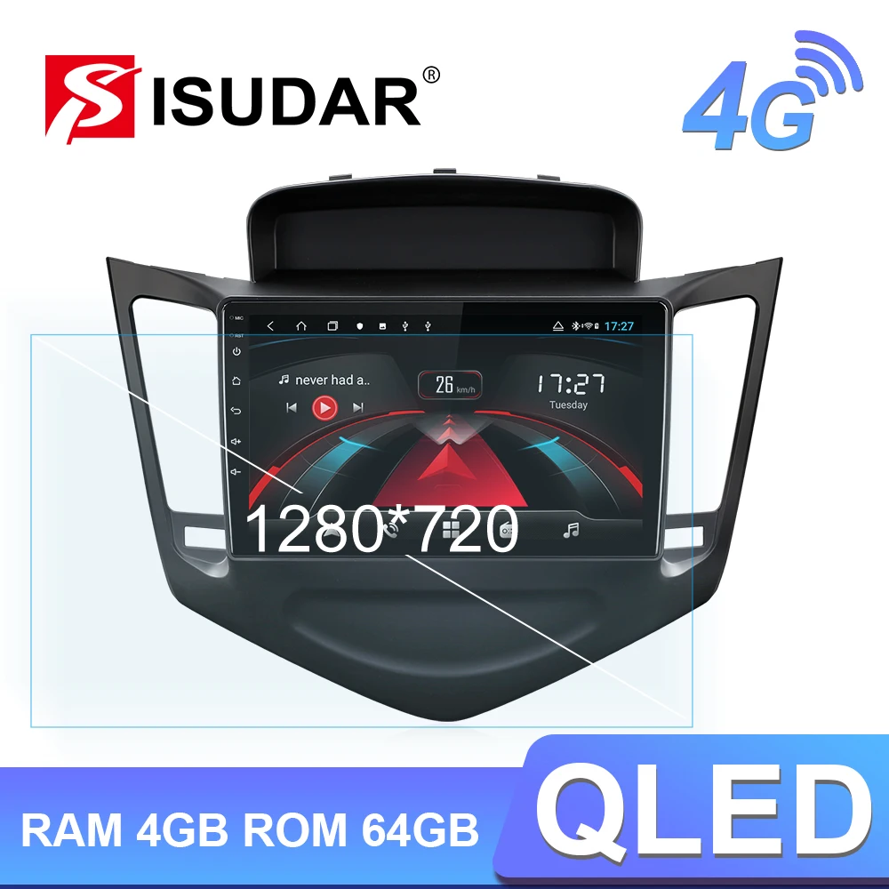 Автомагнитола Isudar H53 4G Android 1 Din для Chevrolet Cruze J300 2013 2014 2015 мультимедиа GPS 8 ядер ОЗУ 4 Гб