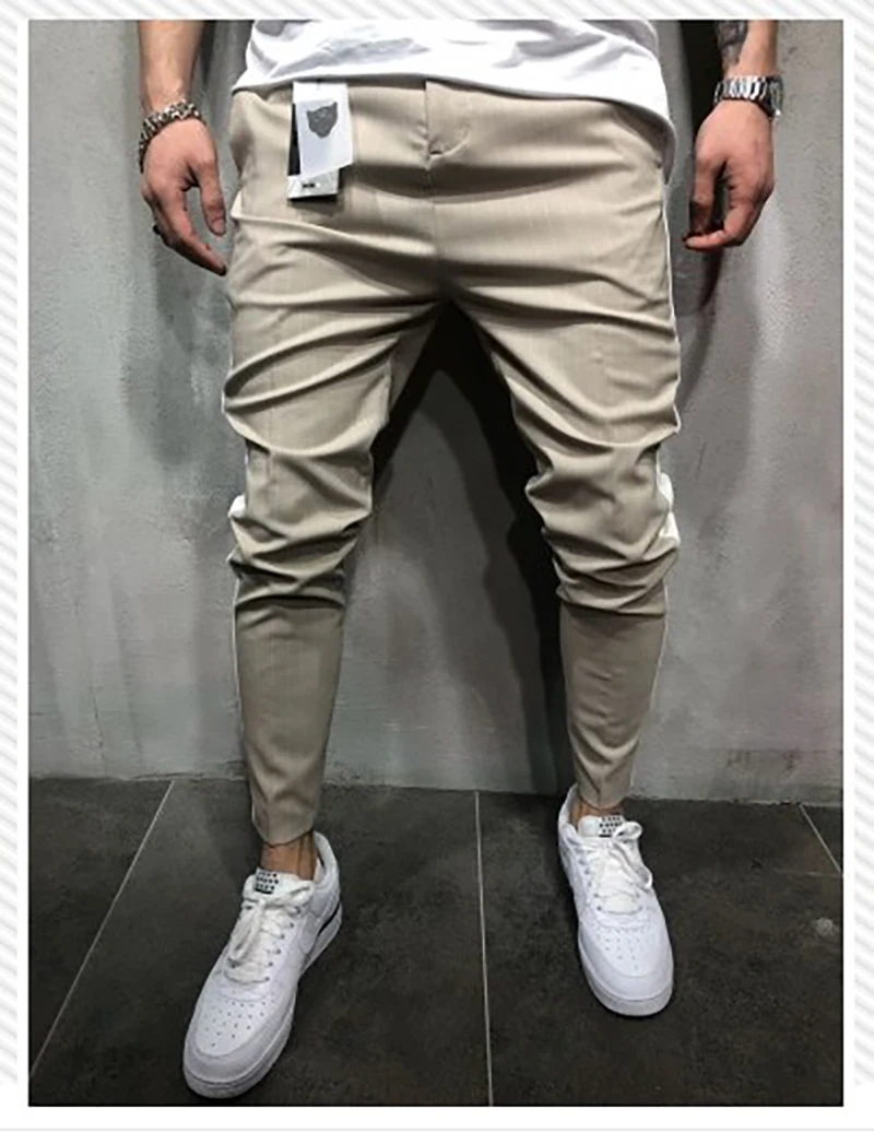 

Брюки-Карандаш мужские до щиколотки, клетчатые брюки в полоску, с принтом, на пуговицах, повседневные офисные деловые штаны для поездок