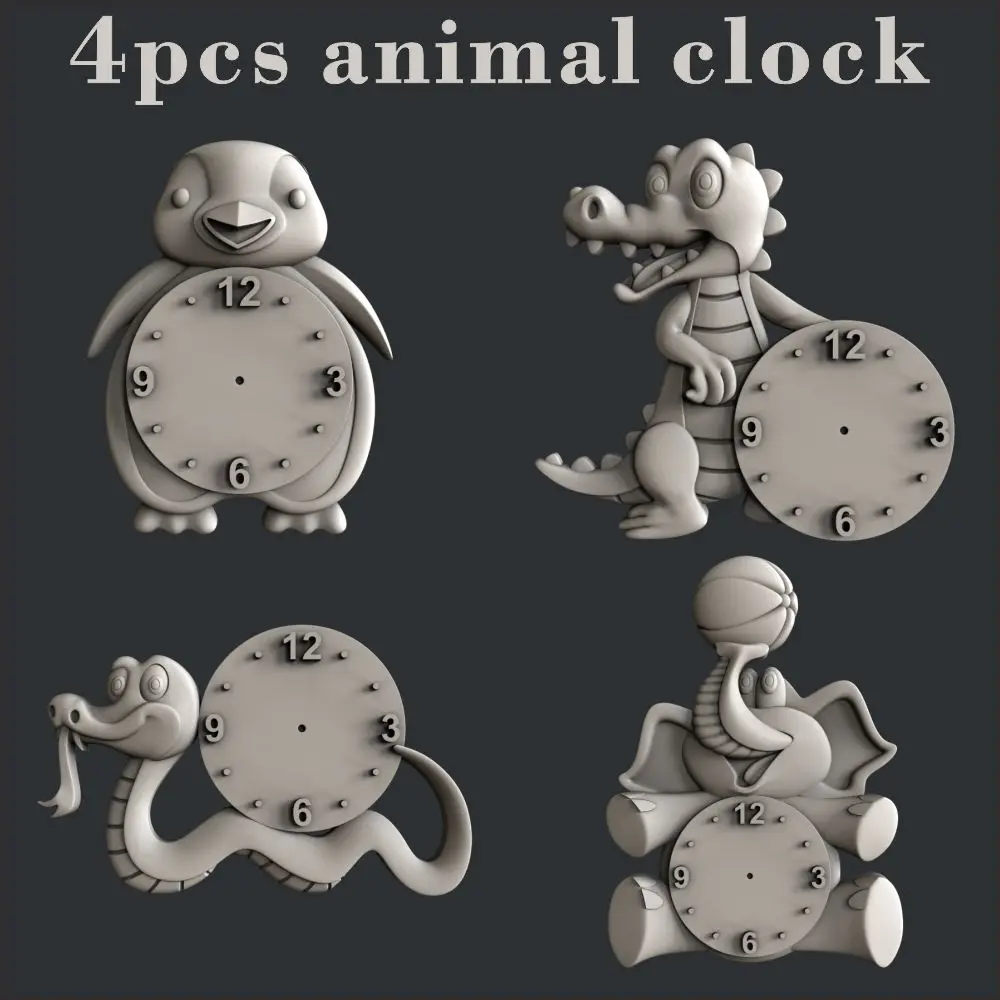 

4pcs clock 3d model STL relief for CNC Router STL format Artcam Aspire animal Cut3D Vcarve