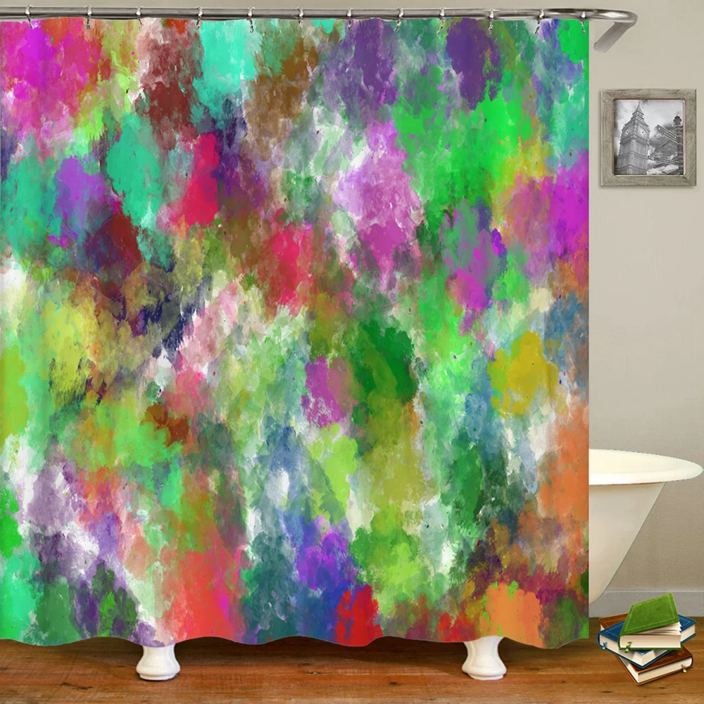

Modern Colorful 3d Shower Curtains Bathroom Curtains Waterproof With Hooks Home Decoration 180*180 Washable Fabric Bath Screen
