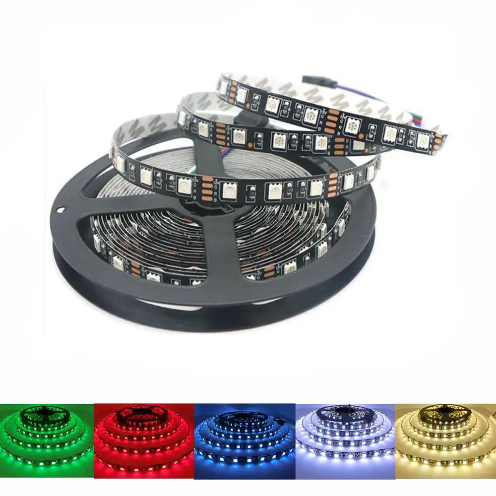 12 V Светодиодный светильник RGB PC 5050 Черный PCB DC 5M 60led/m водонепроницаемый гибкий