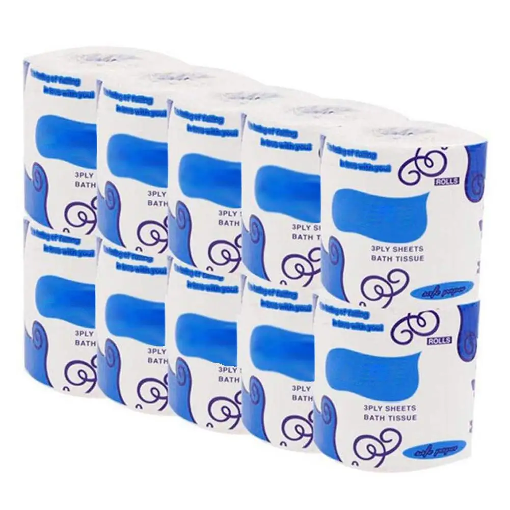 

10 Roll /bag 3ply White Toilet Tissue Hollow Replacement Roll Paper Clean Degradable Cleaning Toilet Tissue New Arrival