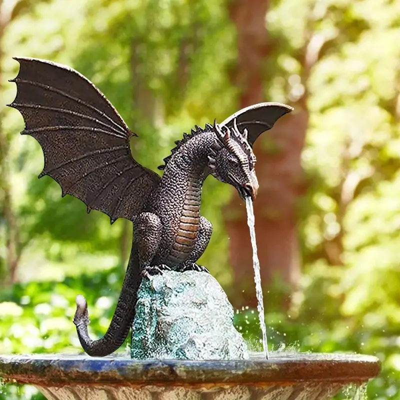 

Creative Garden Water Fountain Water Spray Dragon Fire-breathing Pattern Resin Waterscape Sculpture Garden Table Decoration