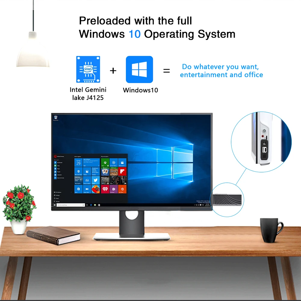 Мини-ПК T6 Pro 6 Гб/128 ГБ Intel Celeron J4125 Windows 10 Linux USB 3 0 BT 5 Двойной Wi-Fi 2 4 ГГц + 8 12 В А RJ45 |
