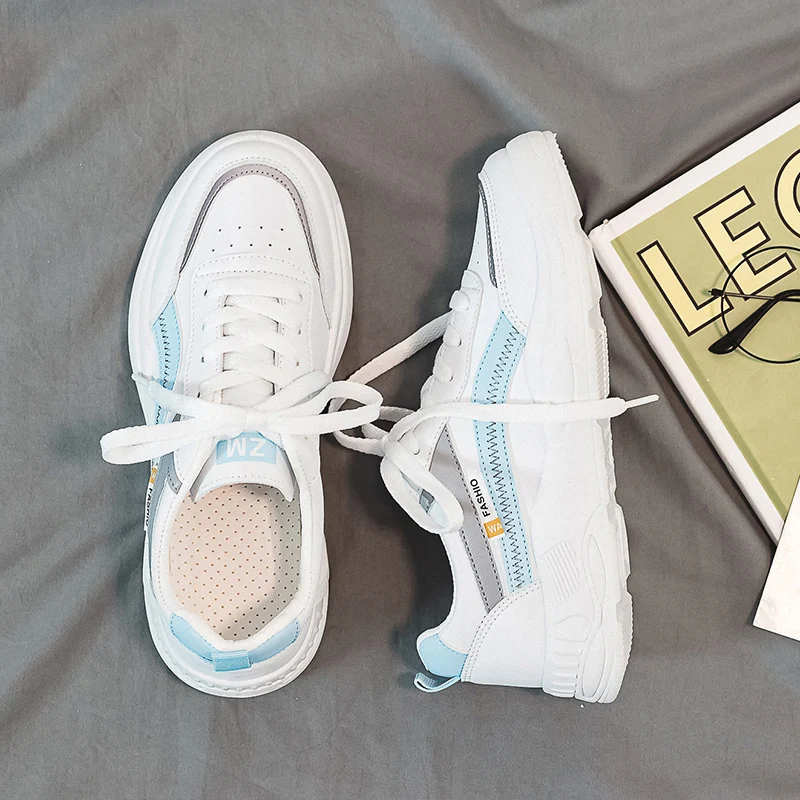 

New Women Shoes Fashion Casual Flats Shoes For Women PU Leather Women Sneakers Platform 2021 Spring Comfortable White Shoes