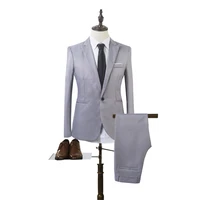 gray solid mens dress blazers one button slim thin blazer suit wedding business costume homme casual 2 piece men clothing