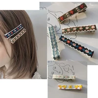 popular hair grip retro vintage embroidery flower hair clips 5 5cm hair grip
