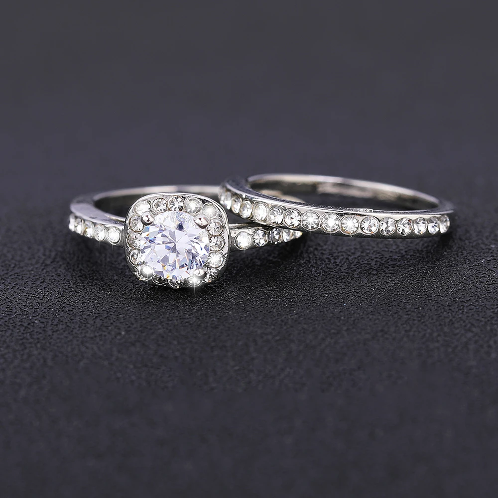 Женское кольцо JUWANG элегантное Двухслойное с фианитом AAA Ювелирное Украшение