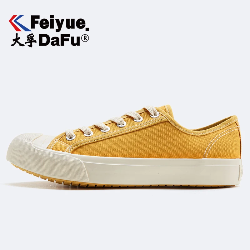 Feiyue/обувь; женская парусиновая обувь; коллекция 2063 года; обувь на плоской подошве в стиле ретро; эластичная стелька; Повседневная обувь; сезон осень; Новинка года; стильная желтая обувь на плоской подошве
