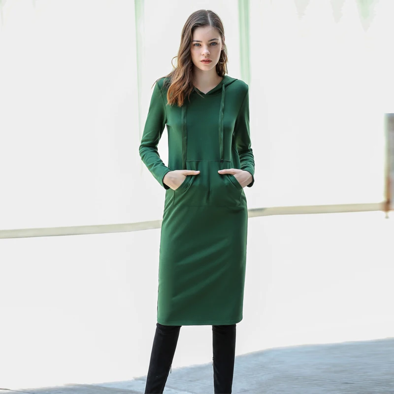 Женское платье с капюшоном Amii повседневное теплое плотное приталенное 11765031 на