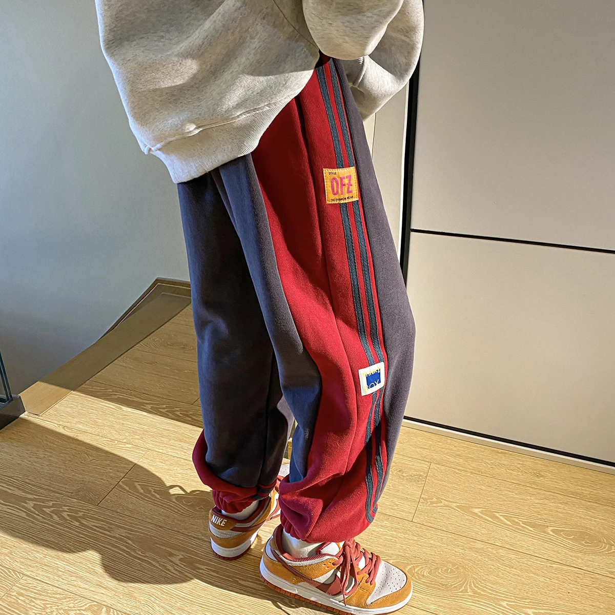 

Зимние Утепленные рисовые брюки, повседневные мужские и женские брюки