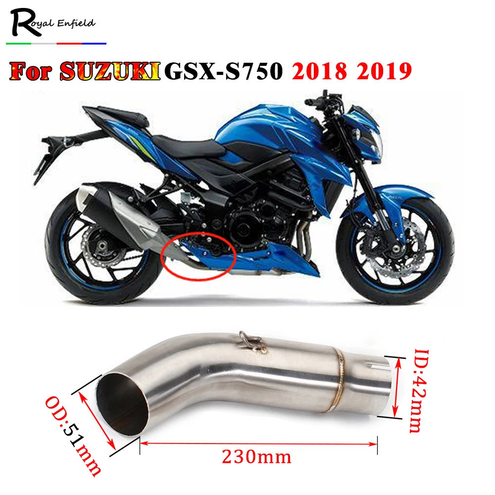 

GSXS 750 GSXS750 18 19 мотоцикл Выхлопная Модифицированная средняя Соединительная труба без шнуровки для SUZUKI GSX-S750 GSX S 750 2018 2019