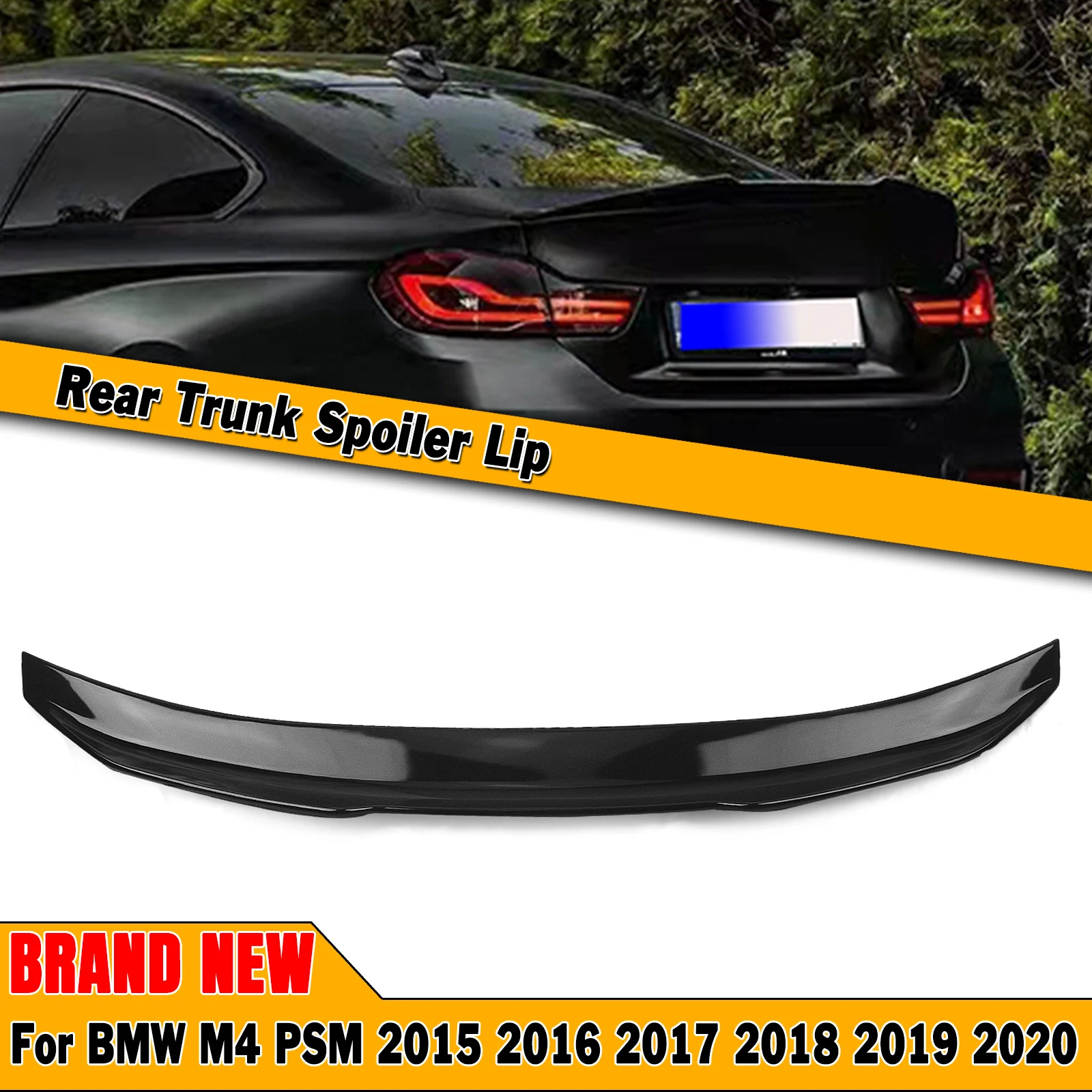 

PSM Style Rear Trunk Spoiler Wing For BMW F82 M4 2015-2020 2 Door Coupe High-Kick Glossy Black Car Tailgate Decklid Splitter Lip