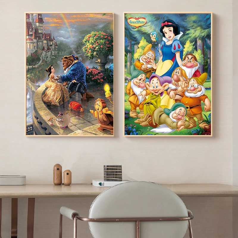 

Disney Cartoon Snow White Cinderella Canvas Painting Anime Beauty and The Beast Posters and Prints Wall Art Picture Home Decor