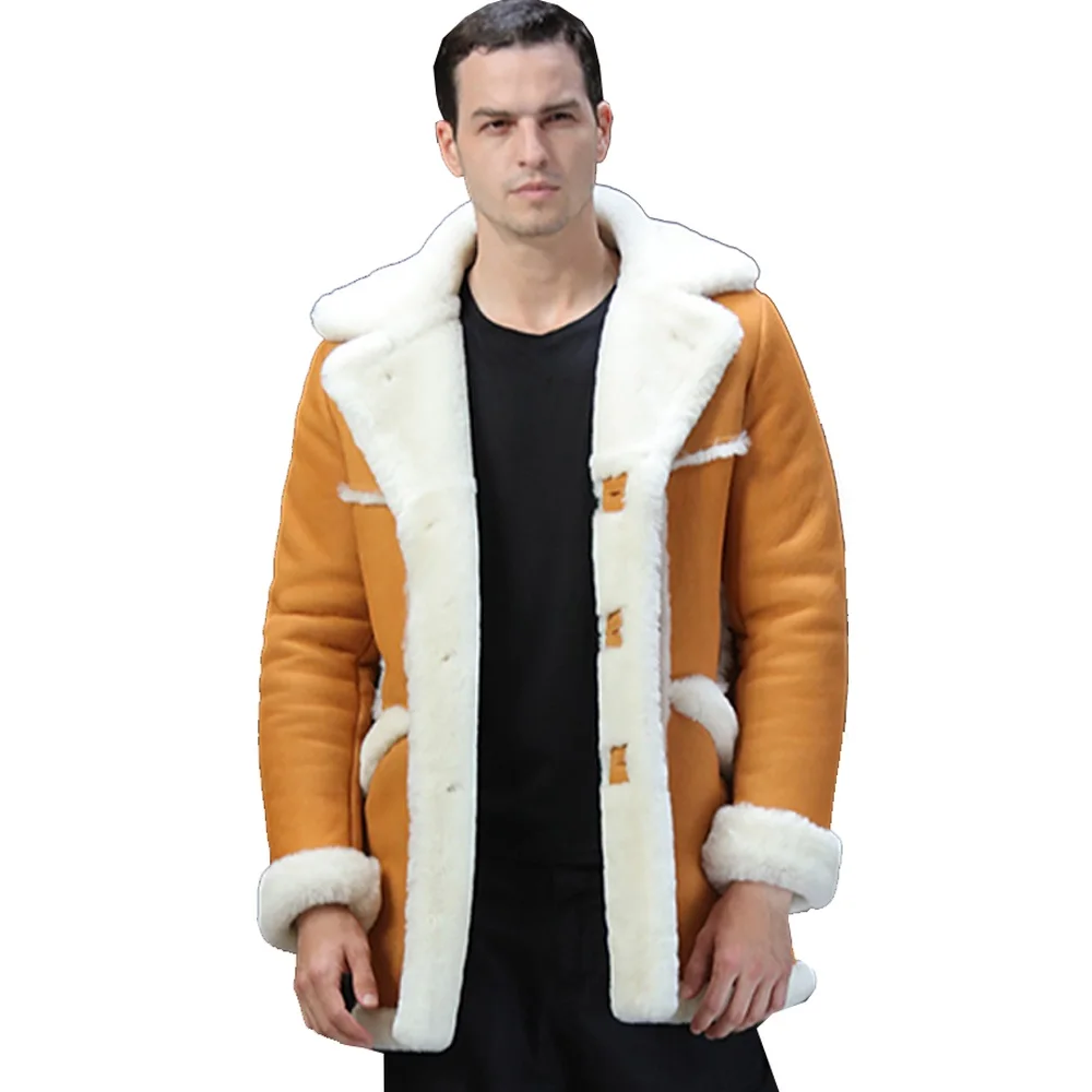 Men Yellow SANI Новинка утолщенная мягкая овечья шерсть желтая пара подходящая одежда настоящая овечья шерсть Мужские Зимние теплые куртки - Цвет: Men Yellow