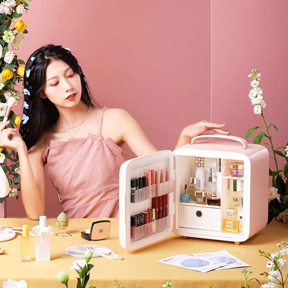 

Охлаждающий и теплый косметический небольшой холодильник продукты для ухода за кожей охлаждаемый хранилище для макияжа с нагревом постоян...