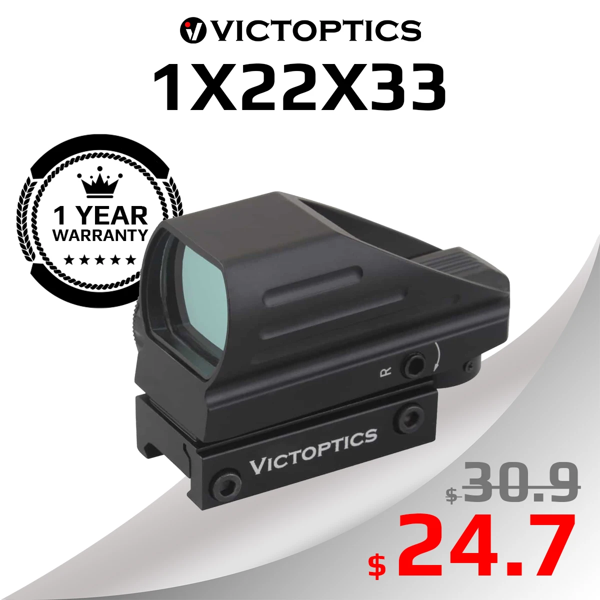 VictOptics 1x22x33 охотничий оптический прицел с красной точкой Коллиматорный для