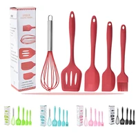 silicone kitchenware cooking utensils set non stick cookware spatula shovel egg beaters wooden handle kitchen tool 5 piece set