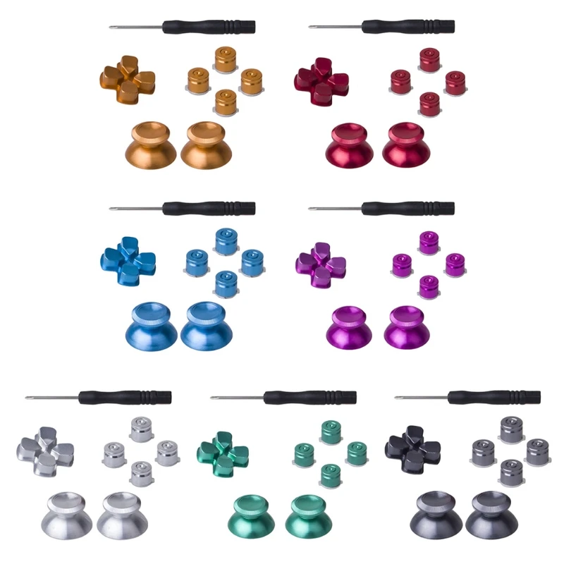 

Metal Buttons Compatible with PS4 , Analog Thumbsticks & Bullet Buttons & D-pad Replacements Kits Slim Pro Controller