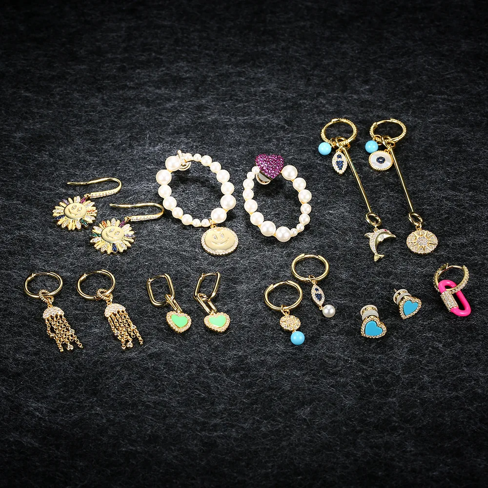 

LIDU High Quality 925 Silver Smiley Heart Pearl Earrings Multicolor Monaco Jewelry Gifts For Friends Factory Direct