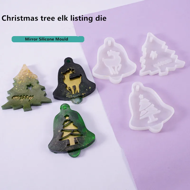 

DIY Resin Crystal Epoxy Mould Listed Christmas Tree Elk Pendant Bag Decoration Resin Silicone Mould