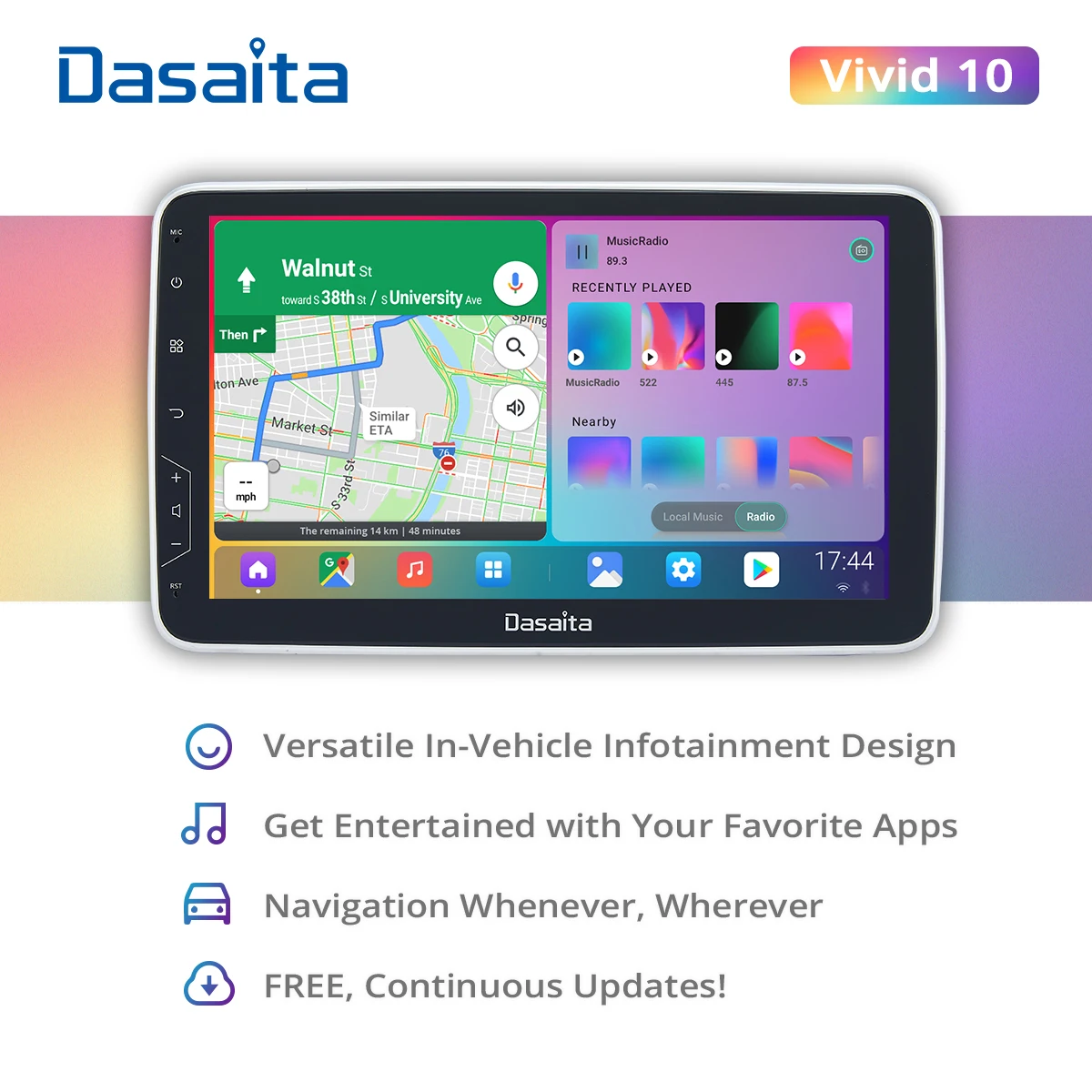 Автомобильная магнитола Dasaita Vivid универсальная мультимедийная система на Android с