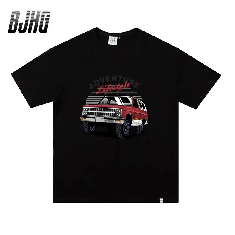 

S-7XL Cotton Car T-shirt For Men And Women All-match Round Neck Short-sleeved Large Size T-shirt Men's Top Bottoming Shirt
