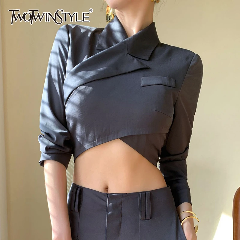 Женская Асимметричная блузка TWOTWINSTYLE летняя рубашка с v образным вырезом и