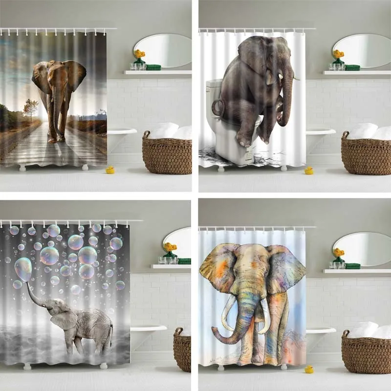 Слон занавеска из полиэфиропласта Водонепроницаемый полиэстер аксессуары для