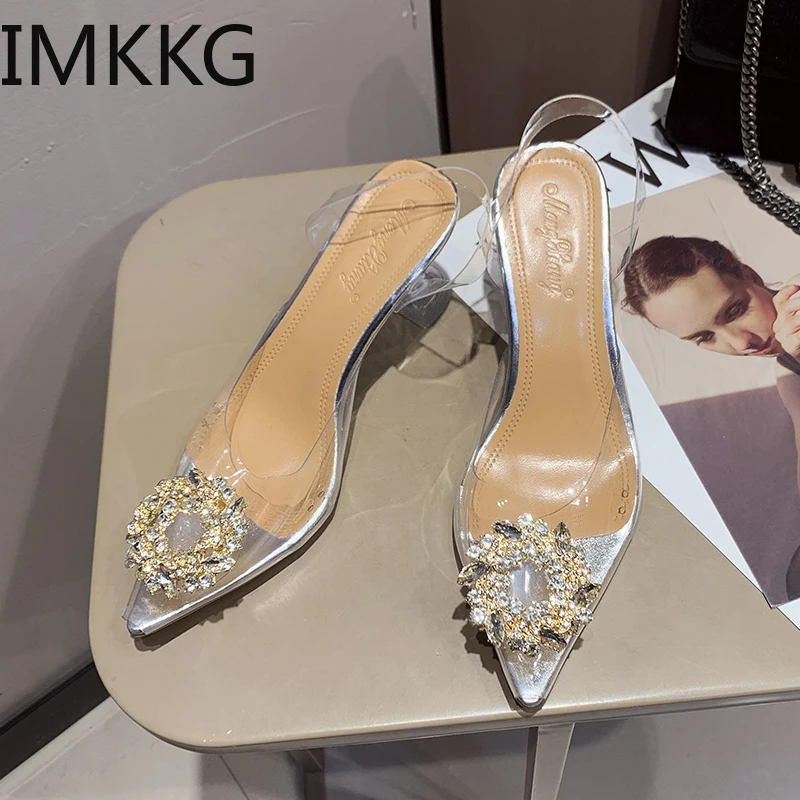 Сандалии женские прозрачные из ПВХ туфли лодочки с открытым носком высокий