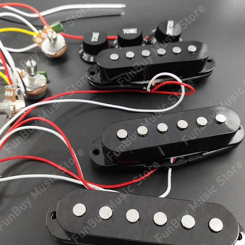 elektrische gitarre pickup kabelbaum prewired 5 weg schalter 2t1v sss pickup für st elektrische gitarre schwarz weiß free global shipping