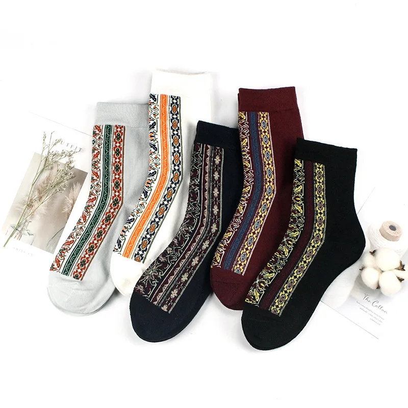 5PCS/LOT Classical Socks Flowers Dress Socks Girl's Famale Cute Socks Spring And Autumn Socks Socks for Women Fashion Cute Socks