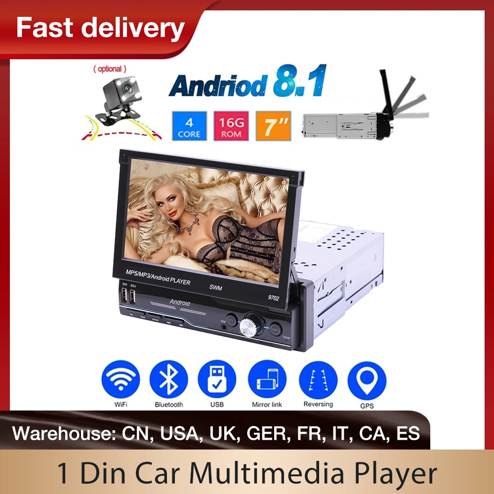 Автомагнитола 1 DIN на Android Выдвижной Автомобильный мультимедийный плеер