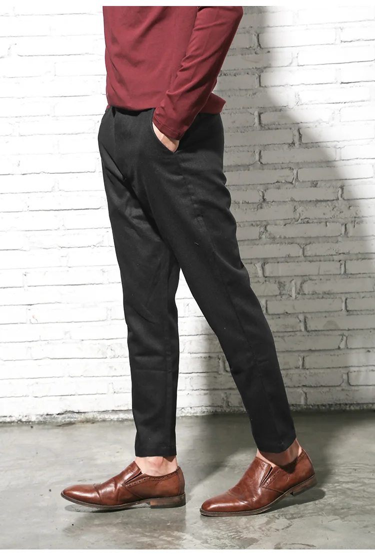 Осень-зима модные шерстяные высокое качество Для мужчин брюки Марка Прямые