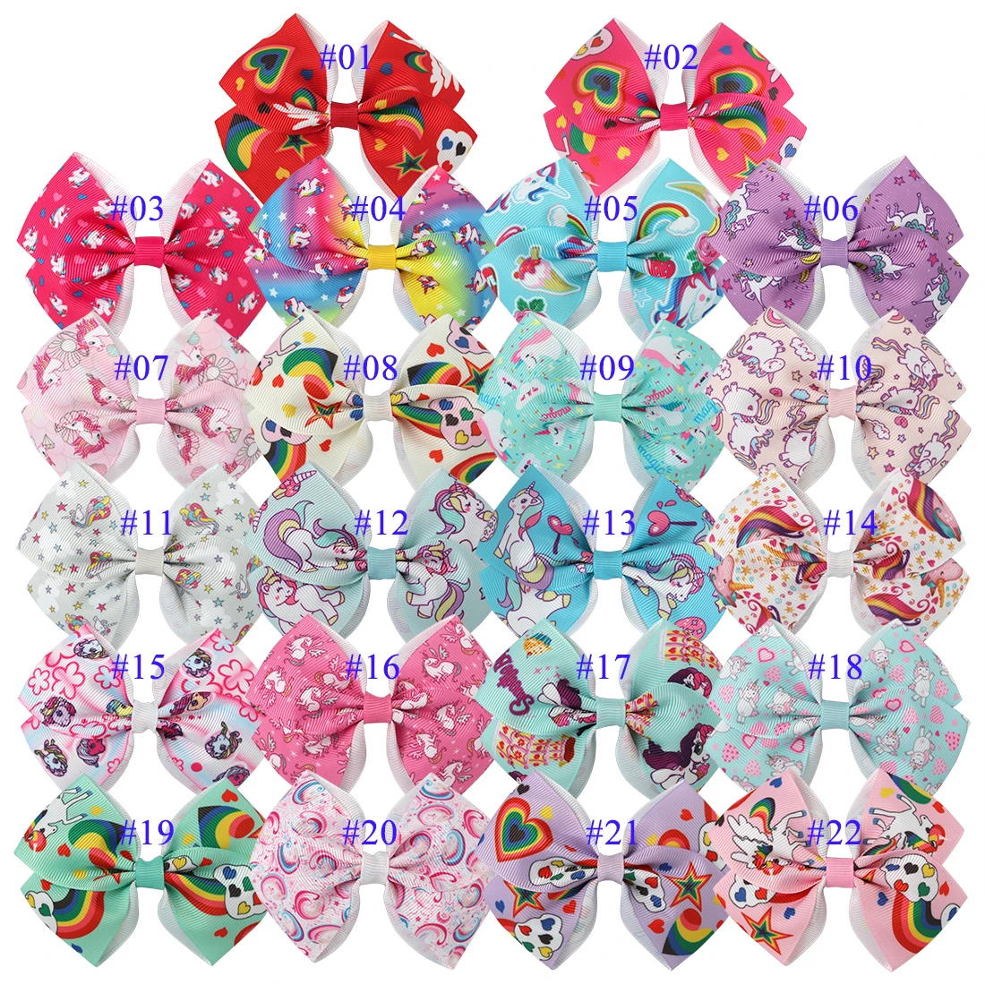 XIMA 22 шт./лот радужные банты для волос девочек заколки в виде единорога подростков