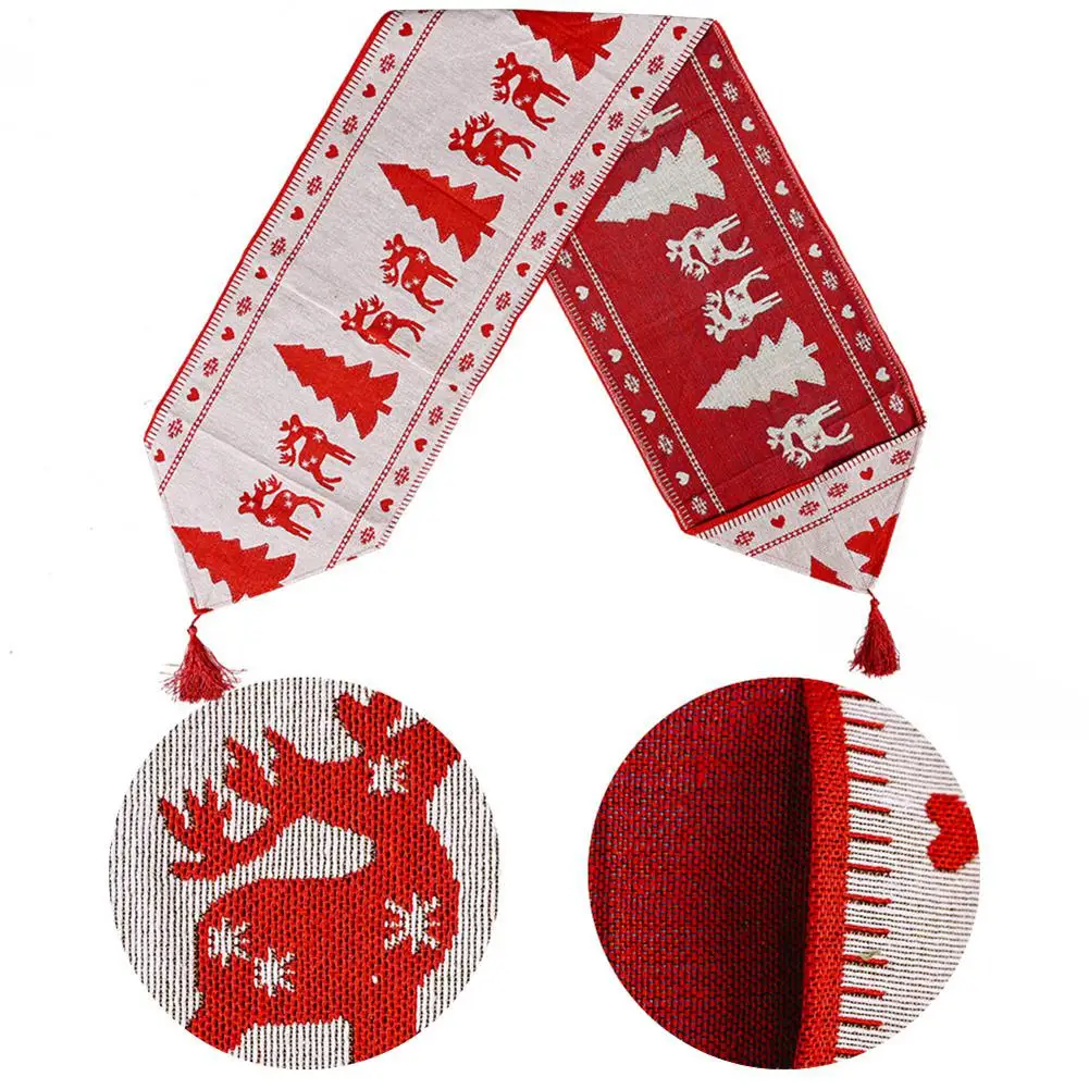 

MeterMall Red Snowman Long Table Runner Cloth Non-slip Table Runner Home Party Decor