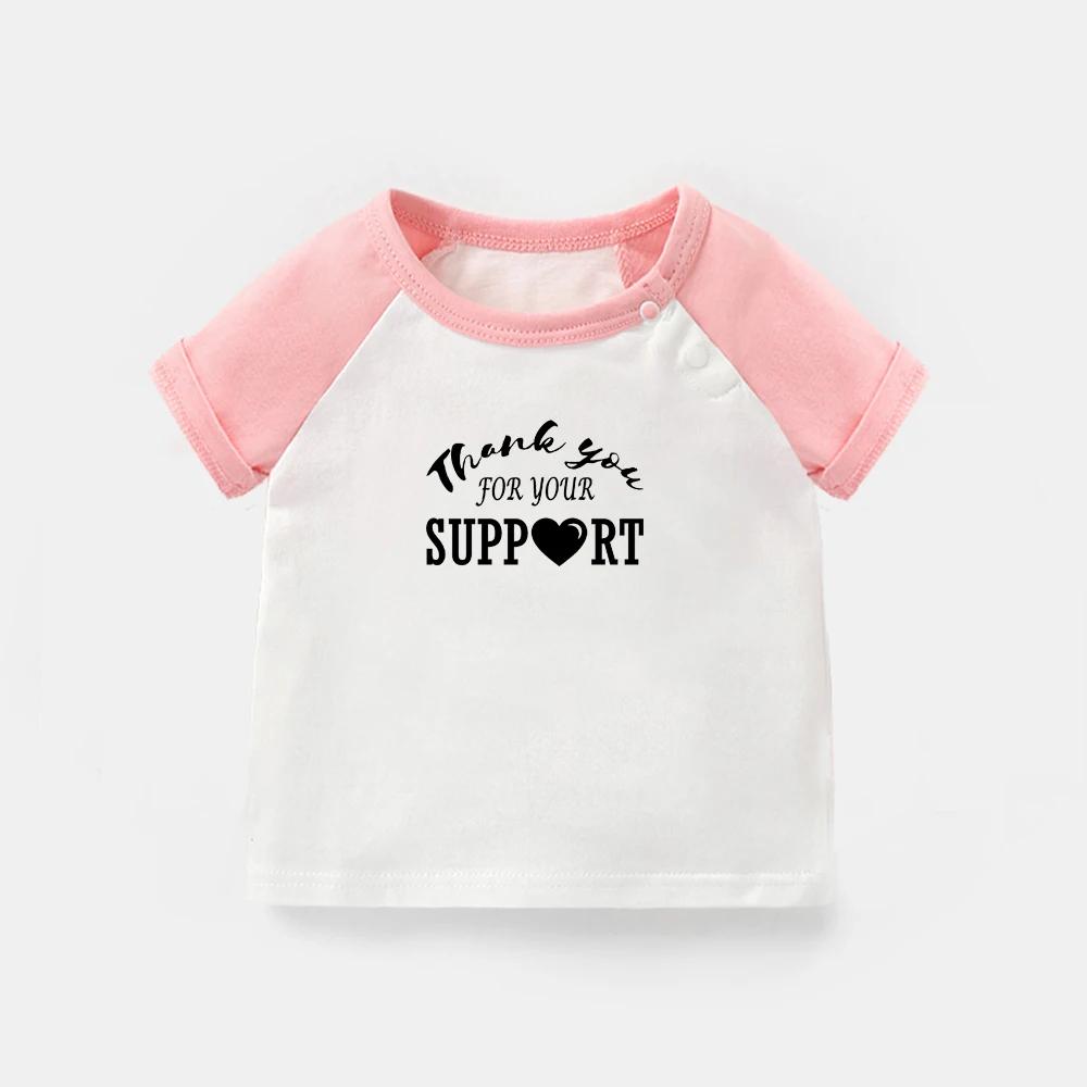 

Thank You For Your Support Inspiration Slogan Design Newborn Baby T-shirts Toddler Graphic Raglan Color Short Sleeve Tee Tops