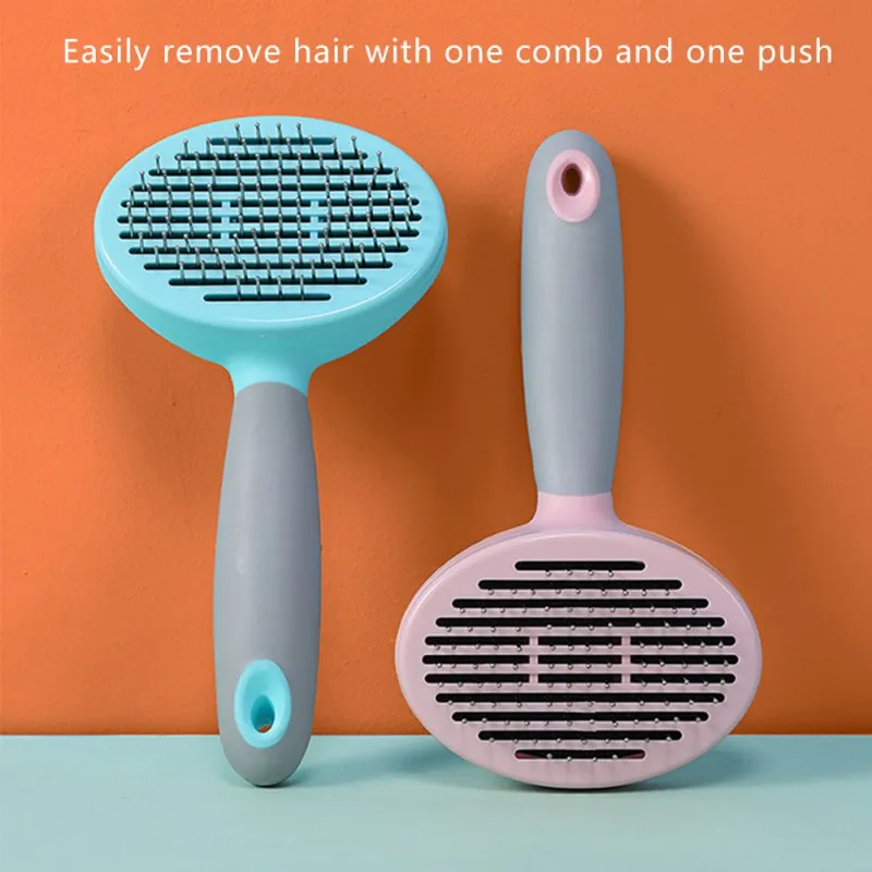 

Pet Grooming Massage Brush Dog Cat Floating Hair Remove One Button Self Clean Comb Hurt-Proof Pet Bath Cleaning Supplies