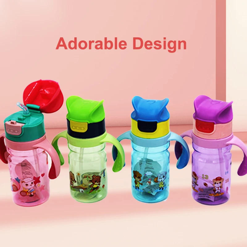 420 мл (14 2 унций) детская бутылка для воды с милым мультяшным рисунком ручками