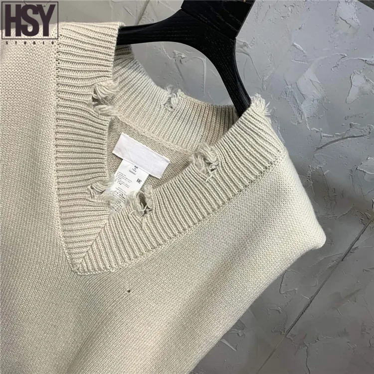 【HSY studo】2019 Новая Осенняя Женская майка разные стили потертые детали вязаный