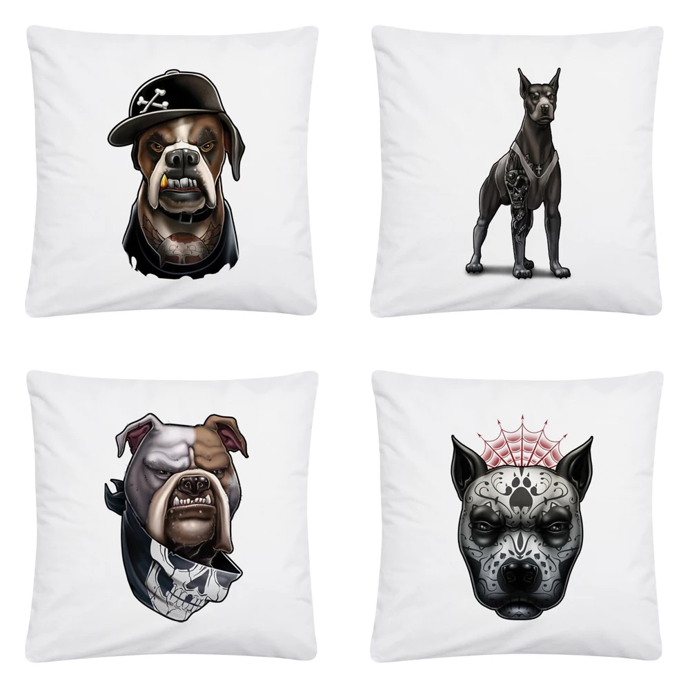 

Ferocious dog cartoon pattern Soft Short Plush Cushion Cover Pillow Case for Home Sofa Car Decor Pillowcase45X45cm