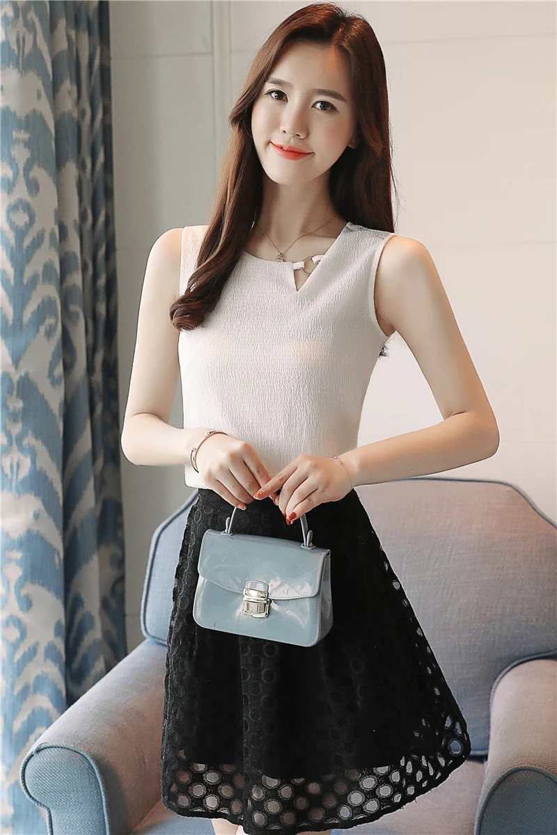 2019 модная шифоновая женская блузка рубашка сексуальная без рукавов женские Топы