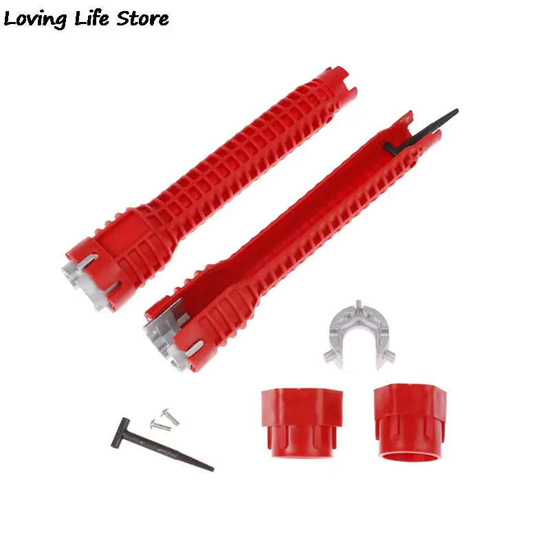 

8 в 1 Противоскользящий инструмент для ремонта кухни и сантехники, гаечный ключ для раковины, смеситель, ключ для водопроводной трубы, гаечны...