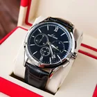 2019 Риф ТигрРТ роскошный черный циферблат стальной корпус стальной хронограф кварцевые с черным кожаным ремешком часы