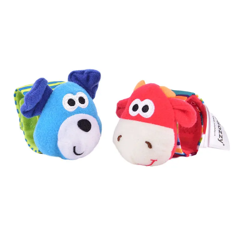 

Sozzy Baby Rattles Soft Plush Toys 2piece Foot Wrist Rattle Set Cartoon Newborn Development Educational Toys for Children Gift