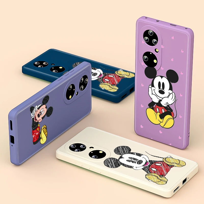

Disney Mickey Minnie For Huawei P50 P40 P30 P20 Lite E P Smart Plus Pro 2019 5G Phone Case Liquid Silicone TPU Cover