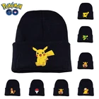Трикотажная шапка Pokemon Pikachu, женские и мужские шапки в стиле хип-хоп, зимние облегающие шапки, зимняя шапка, Повседневная шапка, рождественские подарки