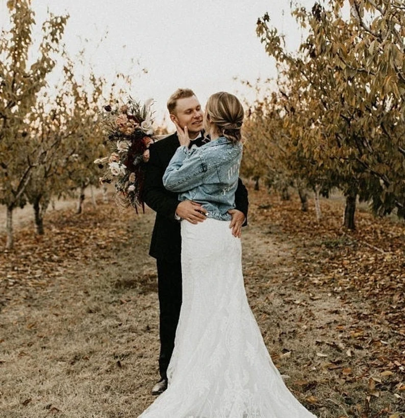 Джинсовая куртка Mrs с жемчугом/индивидуальная джинсовая куртка/куртка для