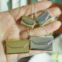 1 pc metal chain pack doll bag miniature shopping handbag for clothes accessories gold and silver