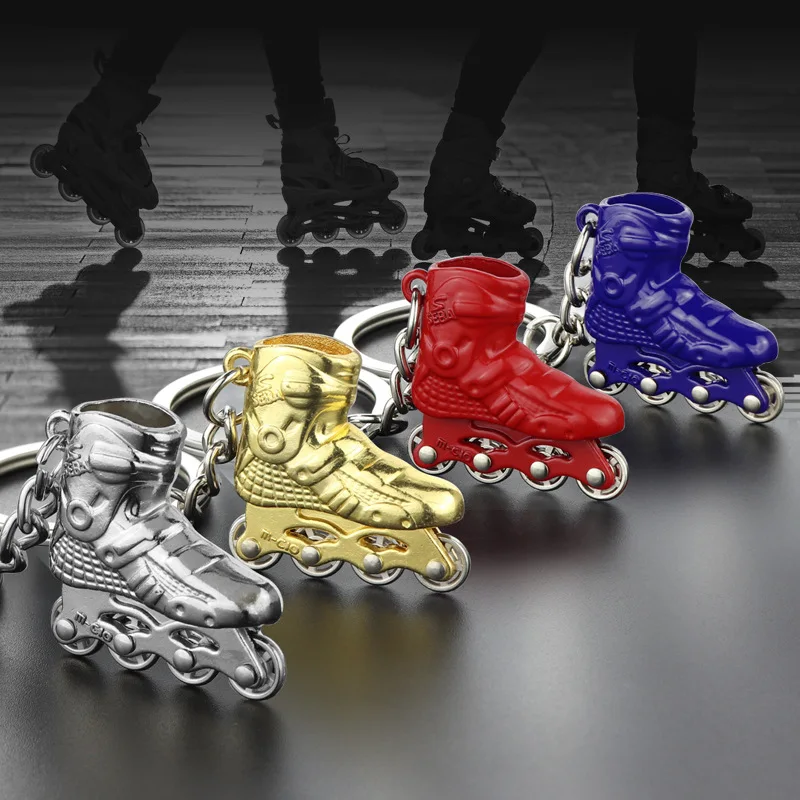 

Personality Mini Roller Skates Key Chains Single Row Skating Keychain Key Ring